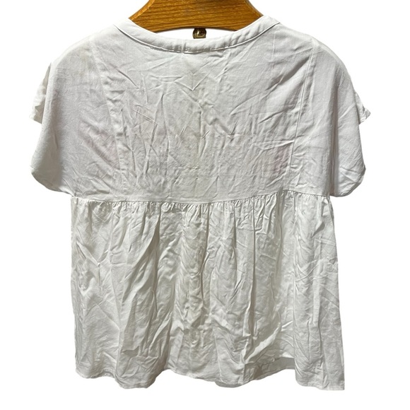 SAVANNA JANE ~ White Peasant Style Rayon Top with Colorful Embroidery - Picture 2 of 7